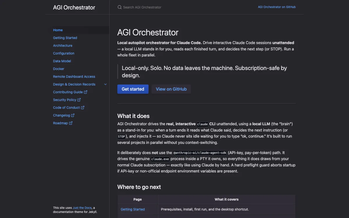 The AGI orchestrator documentation site